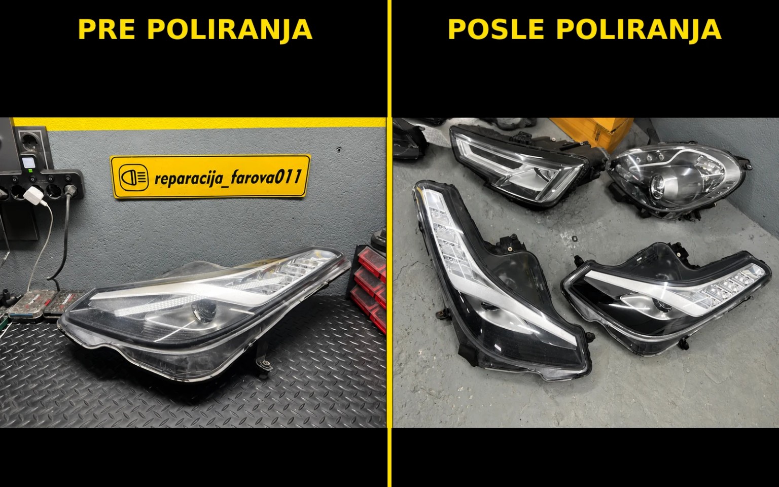 Pre i posle poliranja farova — primer 4